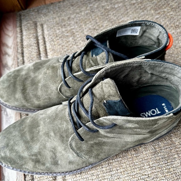 TOMS Navi Mens Green Nubuck Lace Up Chukka Boots - Size 11.5M Olive Green - Picture 16 of 16
